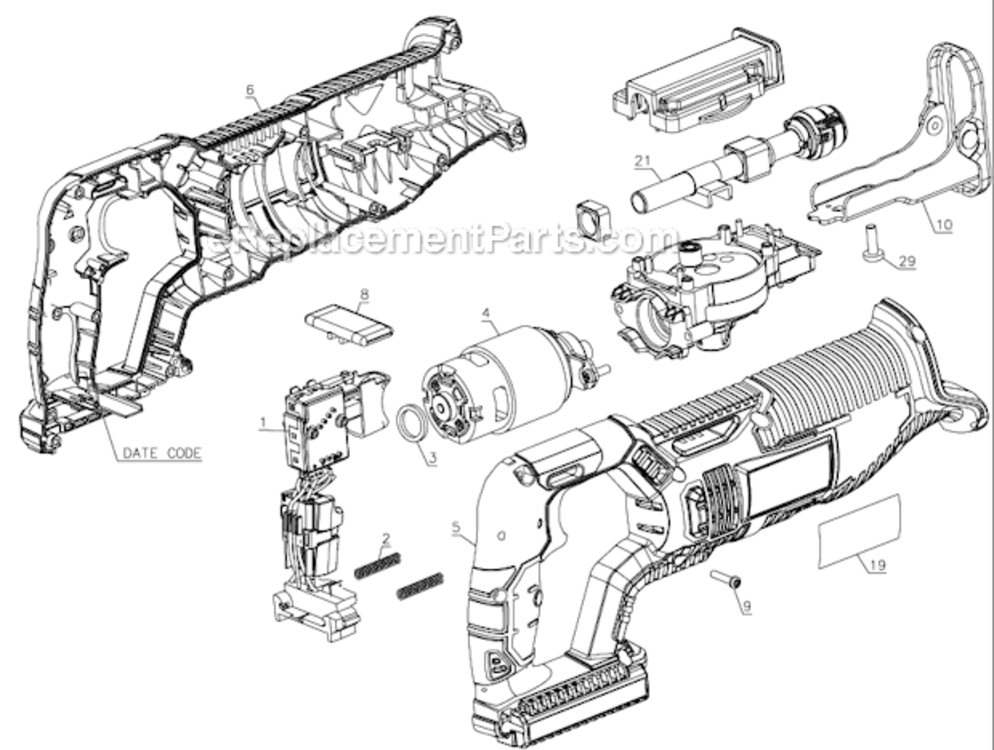 Page A Diagram and Parts List for PCC670B Type 1 Porter Cable Reciprocating Saw